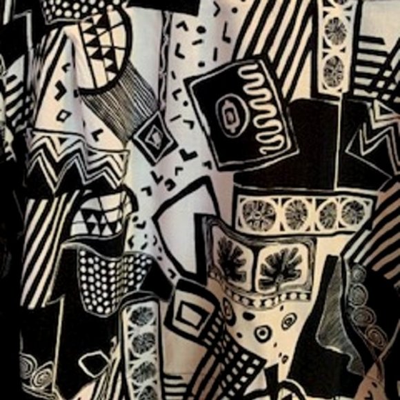 Papa & Louis Geometric Print Sheer Bottom Half & Sleeves Blouse/Shirt Sz: L - Picture 5 of 6